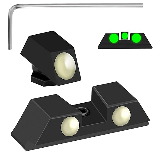 Glow Night Sights in The Dark Aluminum Alloy Sights 3-Dot Front and Rear Handgun Sights Glock Sights for Glock 17, 17L, 19, 22, 23, 24, 26, 27, 33, 34, 35, 38 and 39, NO TRITIUM - with Assembly Tool