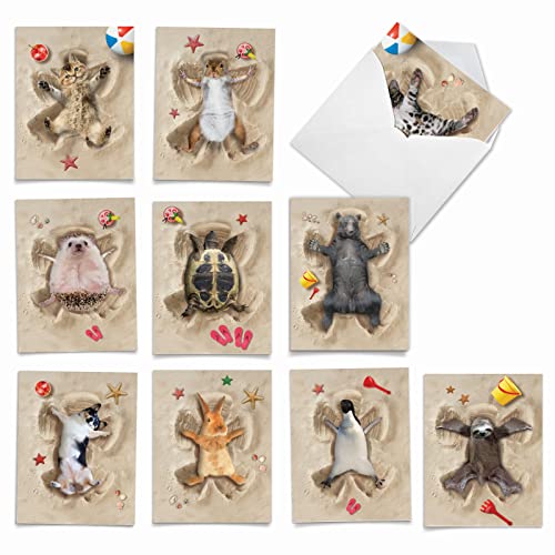 Sand Angel Mp mini carte collage animaux premium lot de 10 cartes de voeux