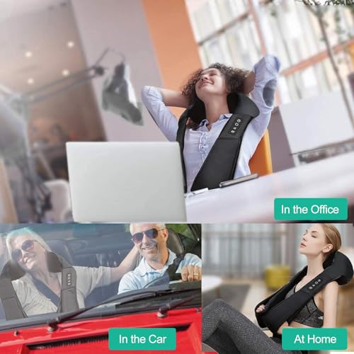 Medcursor Masajeador de cuello y hombros con calor, almohada de masaje Shiatsu de tejido profundo 3D para espalda, piernas, alivio del dolor muscular corporal, hogar, oficina (negro) - imagen 5