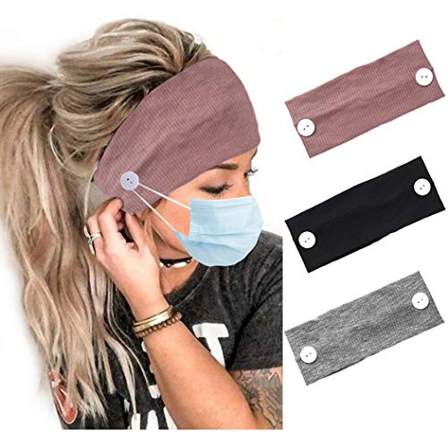 Catery Knotted Button Headband Criss Cross Head Wrap Non Slip Turban Hair Band Fashion Healthcare Ear Protection Hair Scarf Accessories for Women and Girls(Pack of 4) (Button)