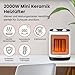 Pro Breeze 2000W Mini Keramik Heizlüfter energiesparend mit automatischer Oszillation, Zwei Leistungsstufen, Kleine Elektroheizung leise für Wohnzimmer, Büro, Terasse - Weiß