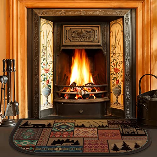 Demissle Fireplace Hearth Rug Fireplace Mats Cabin Southwestern Fireproof Fire Resistant Rug for Wood Stove Floor for Kitchen Indoor Outdoor(Classic,24 x 36 Inch)