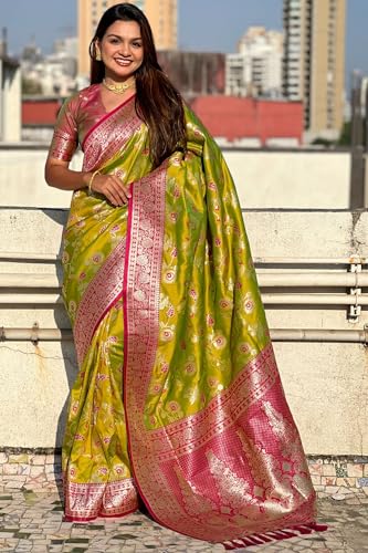 Image of SGF11- Women's Kanjivaram Woven Soft Silk Saree With Blouse Piece