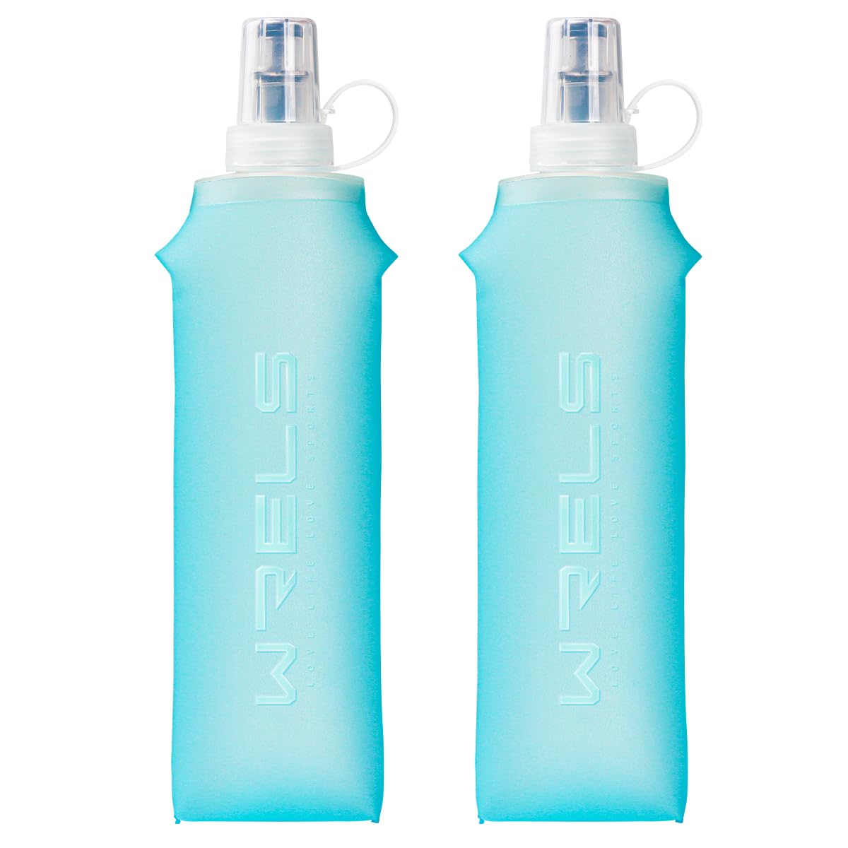 WRELS 2x 500ml Soft Flask Running Bottles BPA Free Collapsible Water Bottle for Running Vest Portable Folding Hydration flask for Traveling Hiking Marathon Cycling