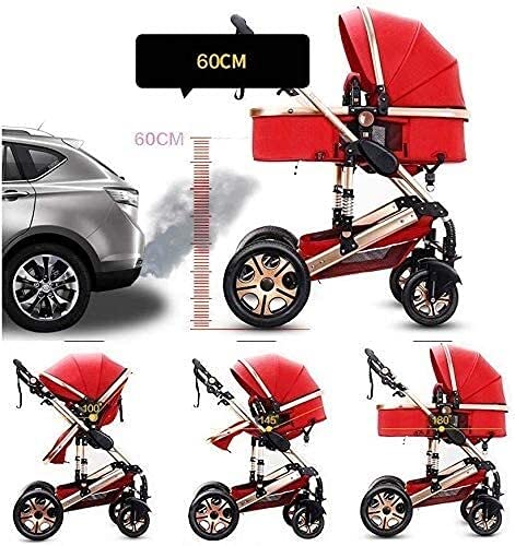 Zhiding Babykar 3 in 1 Opvouwbare buggy 49-wheeler, kinderwagen met extra grote luchtwielen, voor kinderen schakelbare fietswalking, lange reis voor pasgeboren en peuter (Color : Red) - Afbeelding 7