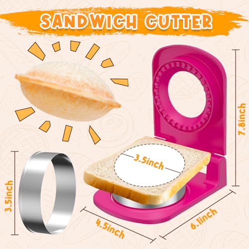 Metal Sandwich Cutter and Sealer - Round Crustless Sandwich Cutter for Peanut Butter and Jelly Sandwich Maker, PB&J Snacks Party Food Prep