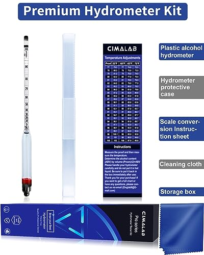 image for CIMALAB Hydrometer Alcohol Meter, Hydrometer Alcohol 0-200 Proof and T