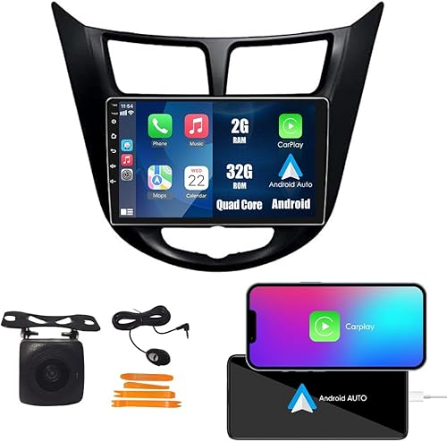 Miniatura 1 de CarPlay Android Auto Navigation Stereo GPS Radio Display 9 "IPS pantalla táctil Headunit Tablet Pad Media Player para Hyundai Verna Accent Solaris