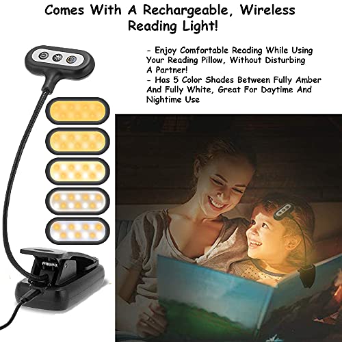 Homie Reading Pillow with Reading Light and Wrist Support, Has Arm Rests, and Back Support for Bed Rest, Lounging, Reading, Working on Laptop, Watching TV (Gray) - Image 3