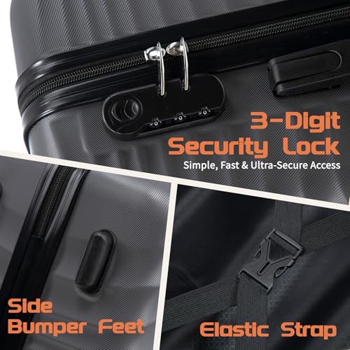 Rosamo 3 Piece ABS Suitcase Set