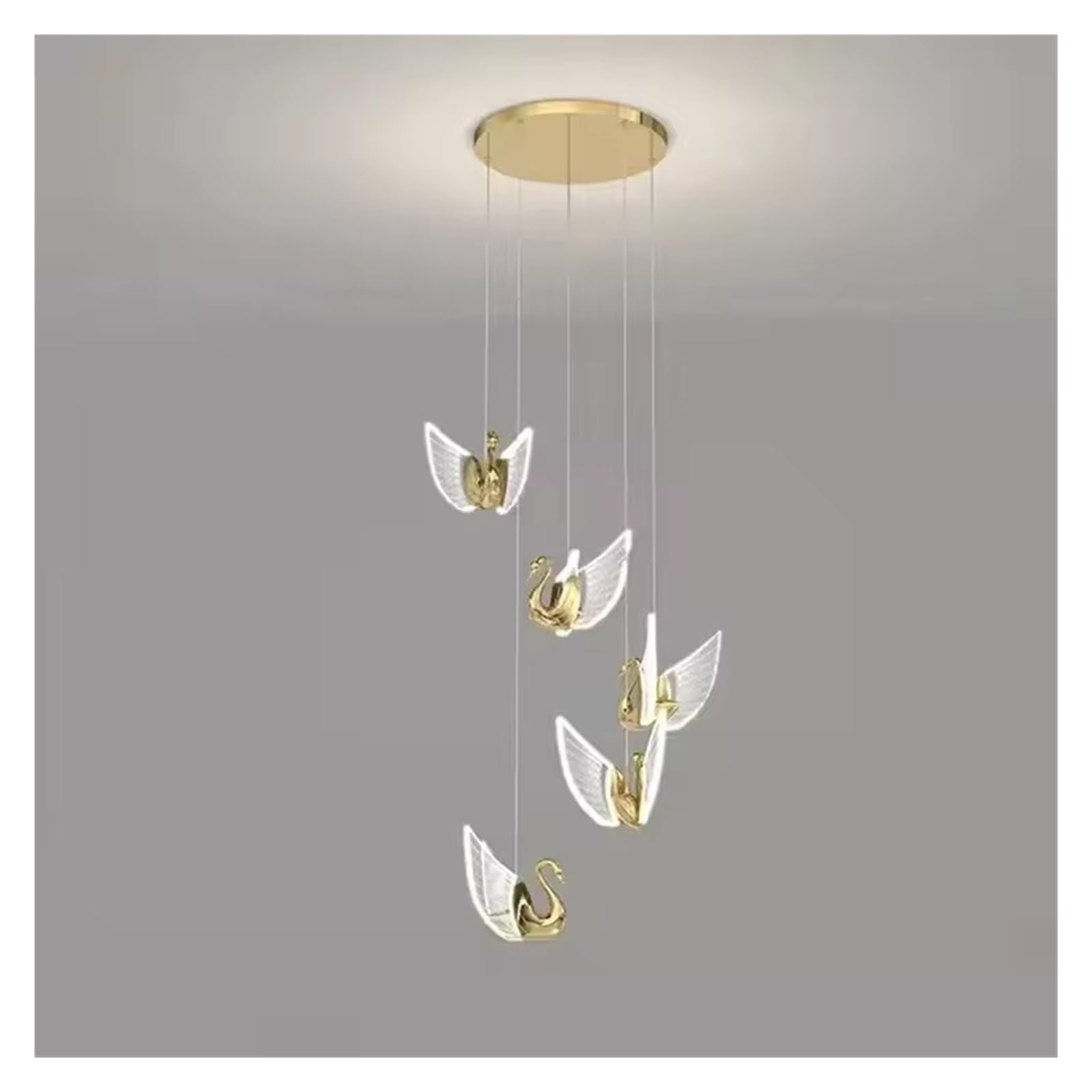 Luminaires pour restaurant et escalier : lustre LED cygne blanc froid pour grand espace