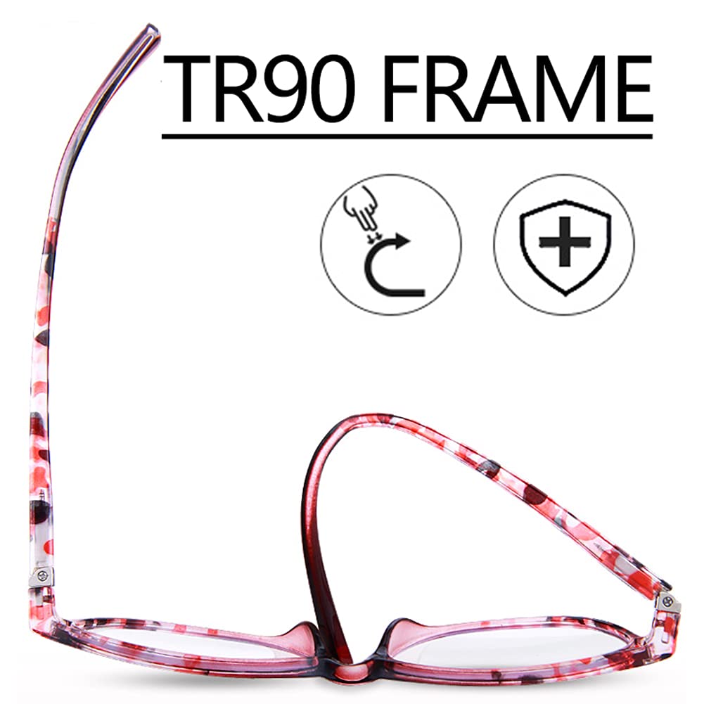 Modne Damskie Okulary Do Czytania Z Blokowaniem Niebieskiego Światła, Lekkie Okulary Do Czytania Tr90 Sphinge, Czerwony Nadruk/3.5