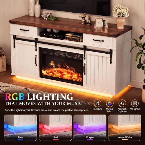 58" Farmhouse Electric Fireplace TV Stand for TVs up to 65",…