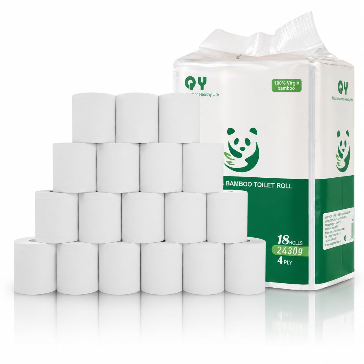 QingYa 4-Ply Bamboo Toilet Paper 18 rolls