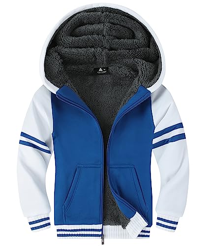 Image of V VALANCH Boys Hoodie Zip Up Fleece Lined Jacket Warm Sherpa Hooded Sweatshirts for Boys Girls 6-15 Years