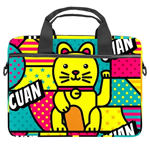 Sac ordinateur portable 13-14.5 pouces Pop Art chat fortune moderne