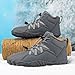 Toumov Hike Barefoot Boots for Women Men Warm Fleece Snow Boot Comfortable Waterproof Winter Snow Boots Fashion Non-Slip Sneakers Soft Slip On Shoes for Hiking Walking Outdoor Grey