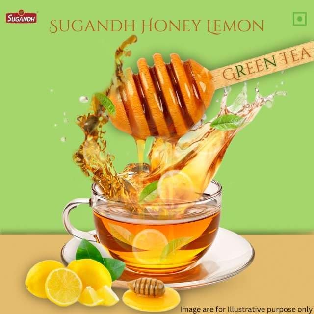Image of Sugandh Honey Lemon Green Tea | Natural Flavour with Refreshing Taste | Soothing Wellness Drink | 25 Tea Bags x 2 Packs