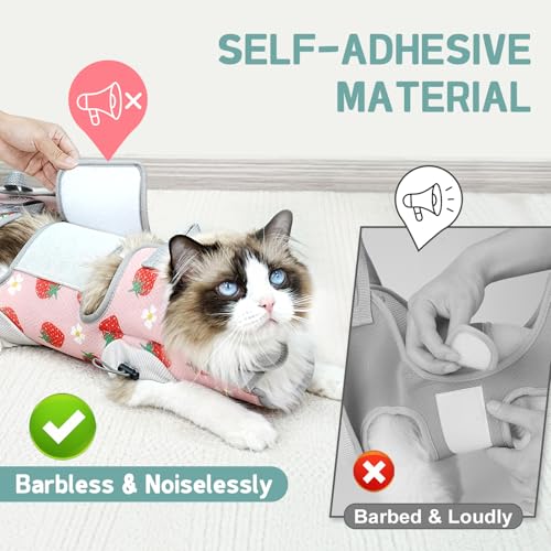 Image of Supet Cat Grooming Hammock Harness for Nail Trimming, Cat Grooming Hanging Sling for Nail Clipping, Pet Restraint Holder for Cutting Nails, Medicine, Ear & Teeth Cleaning, Eye Care (Strawberry M)