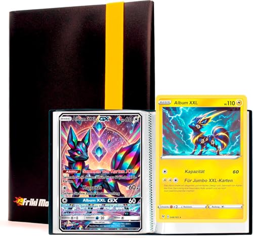 Jumbo XXL Sammelkartenalbum Ordner mit Kapazität von 60 Promo GX Vere VMAX V oder EX 30 Seiten für Jumbo-Karten Umschläge Format 21 1 x 14 5 cm (Schwarz)