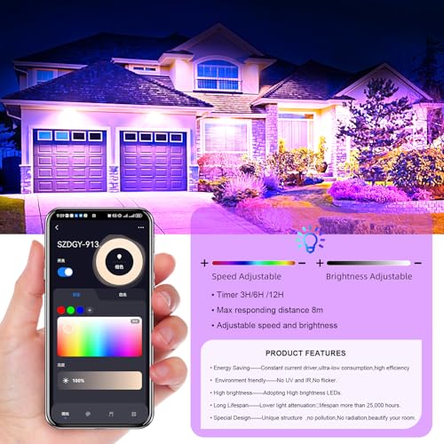 RGB-LED-Flood-Light-Outdoor-Color-Changing-Led-Stage-Landscape-Lights-300W-Equivalent-3000-LM-Bluetooth-Smart-Floodlights-2700K-Timing-Music-Sync-IP66-US-3-Plug-2-Pack