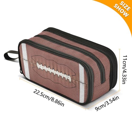 Image of ZAZYXTJ American Football Large Capacity Pencil Case 3 Compartment Pen Pouch Storage Canvas Makeup Bag for School Office Teen Girl Boy Men Women