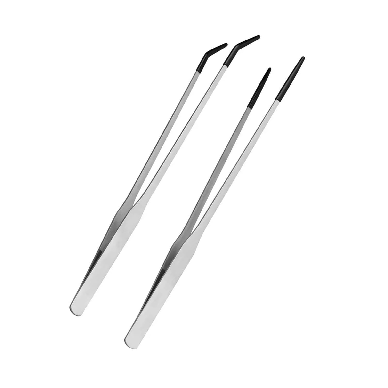 Antislip Silicone Coated Reptiles Feeding Tweezers Set of 2 Ergonomic Tongs Forceps for Delicate Handling Tool Reptiles Feeding Tongs with Rubber Tip