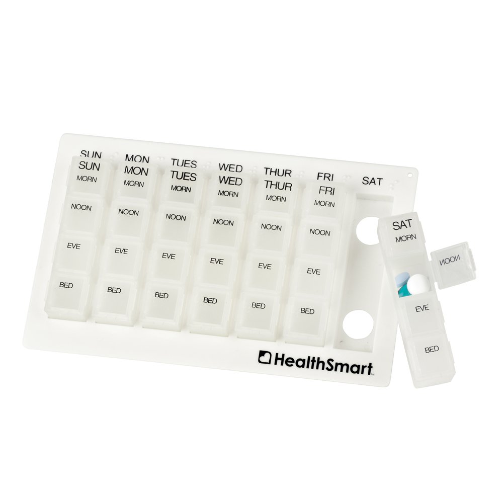 DMI Weekly 7-Day Pill Organizer Medication Planner, 28 1.5 x 1.5 Inch Containers, Clear