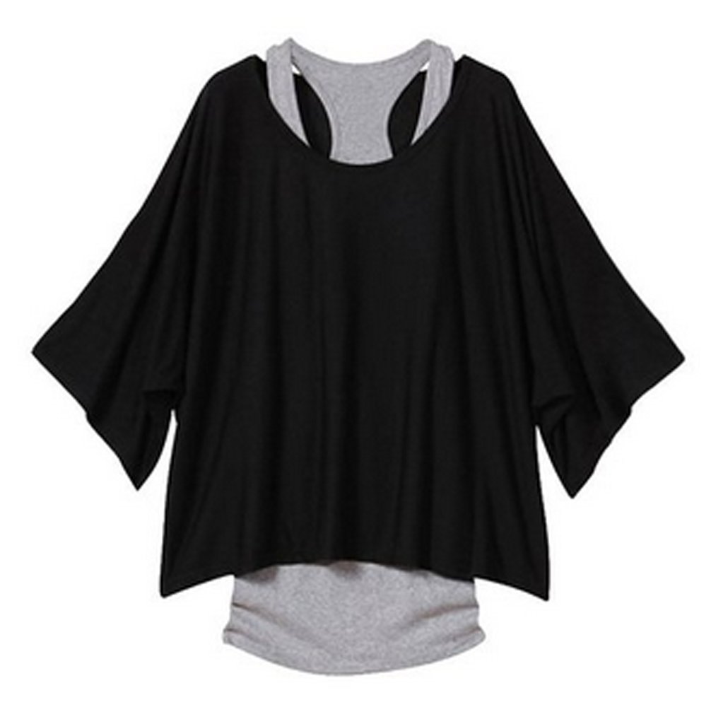 ZNU Women's Batwing Dolman T shirt Casual Loose Top Blouse + Tank Vest 2Pcs