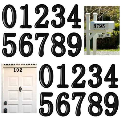 Image of opasyo 30 Pieces Mailbox Numbers for Outside 2 inch 0-9 Self-Adhesive Mail Box Numbers,3D Gold House Numbers for Mailbox, Apartment, House, Trash Bins,Office Hotel Room (Black, 2inch)