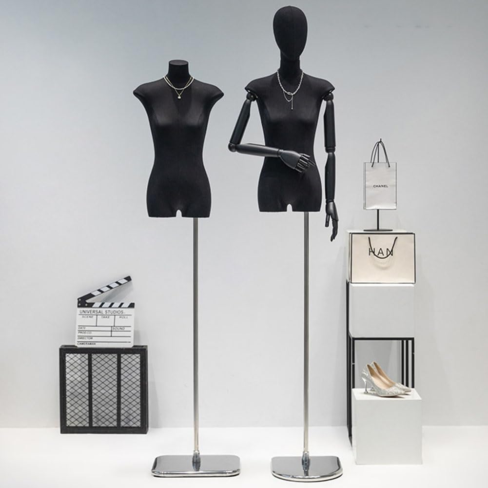Artiz Torso Manichino Femminile/Busto da Sartoria, Busto Sartoriale Femminile Spilleabile Altezza Regolabile Pollici Ideale per Sartoria, Cucito Ed Esposizione di Abiti(Silver-B)
