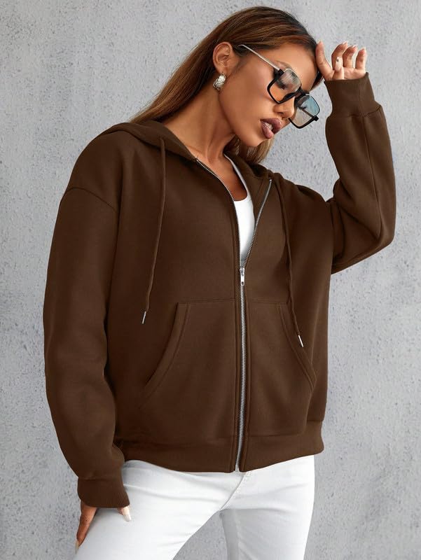 Image of Imsa Moda Women's Polycotton Fleece Plain Full-Zip Hooded Winter Jacket | Casual Hoodie with Kangaroo Pocket | Comfortable Warmwear