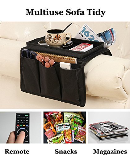 Organizzatore Da Bracciolo Per Divano Con Tante Tasche - Nero Con Vassoio - Foto 9