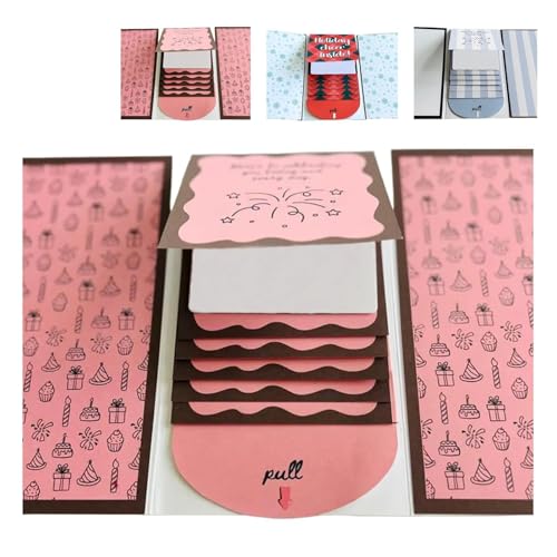 Handmade Waterfall Christmas Gift Card Booklet Merry Christmas Gift Card Holder Book Gift Card Holder Gift Card Flip Book Gift Card Booklet for Birthday (Pink)