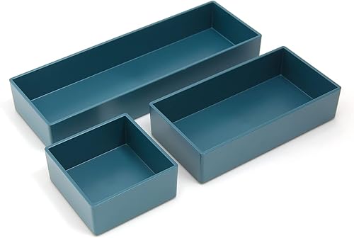 Miniatura 3 de TRU RED Organizador de cajones de plástico, 3 piezas, verde azulado (Tr55299)