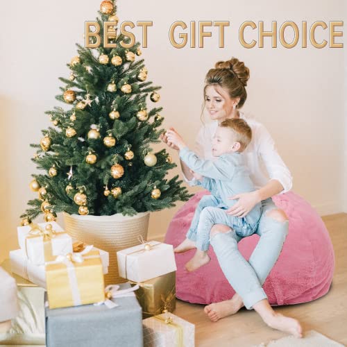 Luckyboy Kids Stuffed Animal Storage Bean Bag Chair Without Filling,Cozy Faux Fur Beanbag Cover For Kids Gift, Pink Girls Bean Bag,Plush Toys Holder And Organizer #TOP6