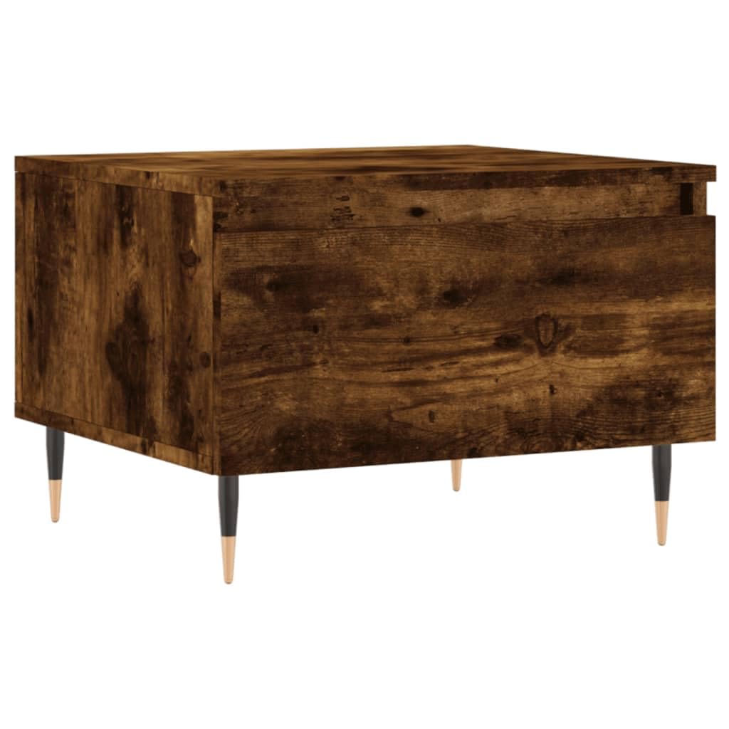 Hothingwell Stolik kawowy 2 szt. Drewno inżynieryjne Dąb wędzony 50x46x35 cm | Z szufladą do przechowywania, metalowe nóżki, wytrzymała góra, łatwa do czyszczenia