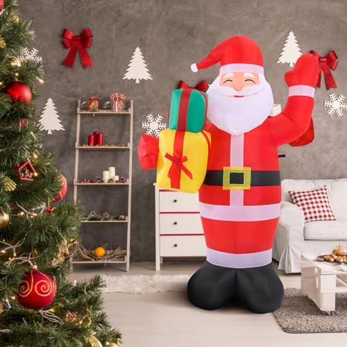 HANABASS Infláveis ​​De Natal Papai Noel Explodir Quintal Em Pé Papai Noel Com Caixa De Presente Com