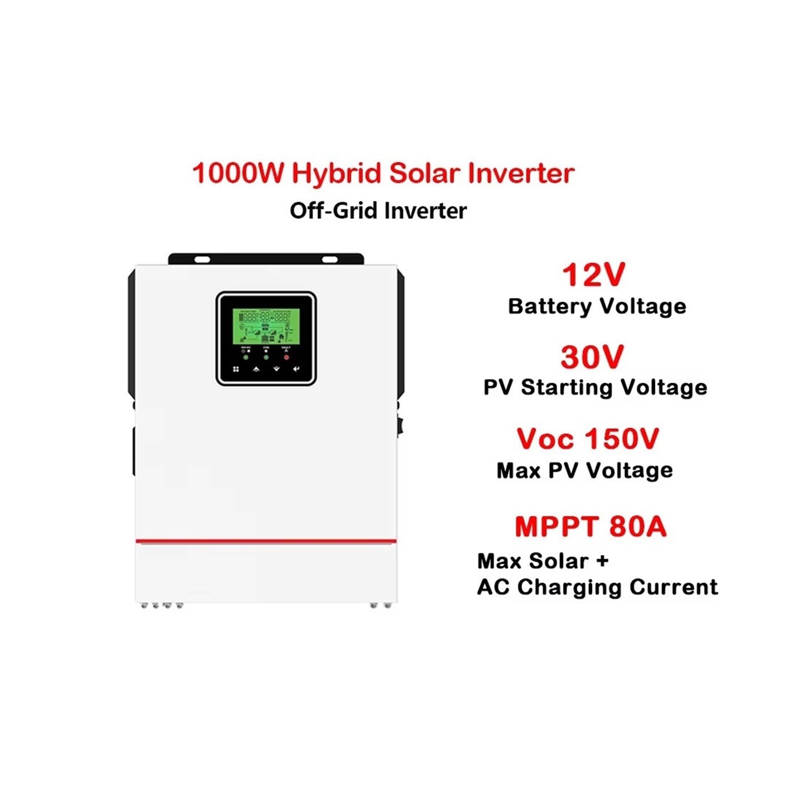 Inversor Fuera de la Red 1000W 12V 80A Onda sinusoidal Pura 230V