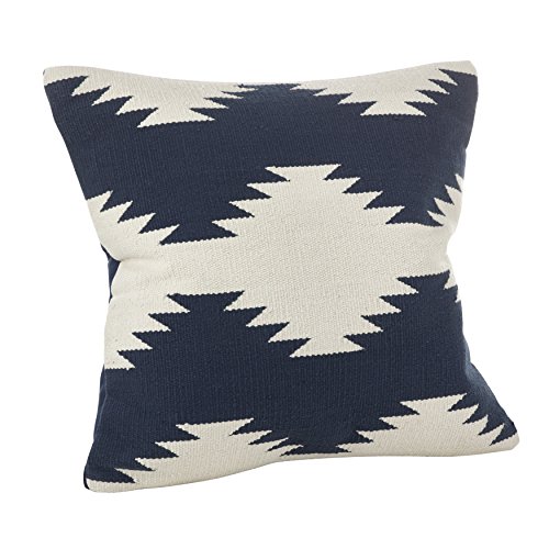 SARO LIFESTYLE Collection Kilim Design Down Filled Throw Pillow, 20, Navy Blue