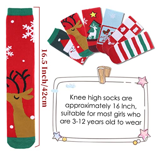Image of FNOVCO Girls Knee High Socks Cartoon Animal Patterns Cotton Over Calf Socks