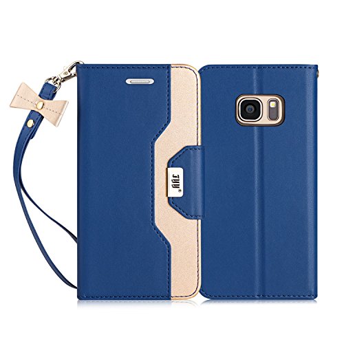 Fyy Leather Case With Mirror For Galaxy S7 Edge, Leather Wallet Flip Folio Case With Mirror And Wrist Strap For Galaxy S7 Edge Deepskyblue #TOP7