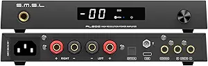 SMSL AL200,Hi-Fi Amplifier,MA5332MS Stereo D-Class Amplifier Chip,165W Output Power,Integrated Ear Amplifier Output,Third-Generation XMOS 16 core XU-316,7 EQ Adjustable,with Remote Control (Black)