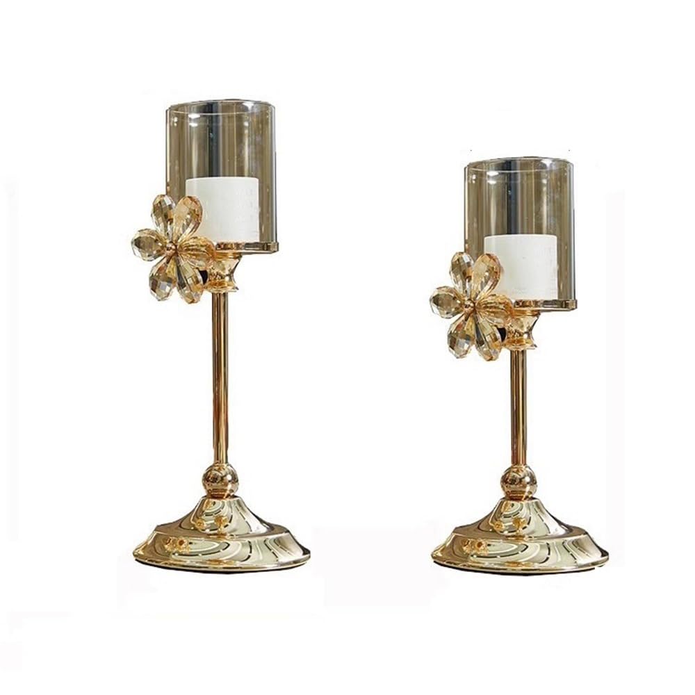 Vintage candle holder 2 Pcs Candle Holders Wedding Centerpieces Metal Crystal Candlestick Stand For Table Party Church Decor