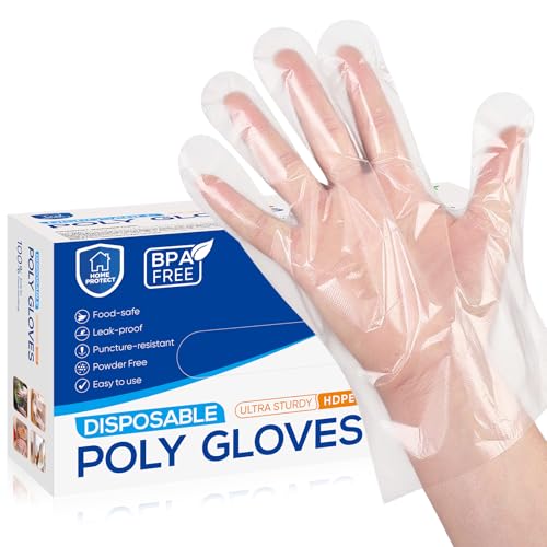 500 Pcs Disposable Food Service Gloves - Premium Plastic Food Prep Gloves for Multiple Use - BPA/Latex Free - Food Grade and Tear-Resistant - One Size Fits Most