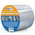 ADHES Upgrade Butyl Tape Waterproof Tape, 1.2mm Thick, 4 inch x 16 feet, Aluminum Foil Tape Butyl Sealant Tape for RV Repair, Window, Boat and Pipe Sealing, Glass & EDPM Rubber Roof Patching, Silver