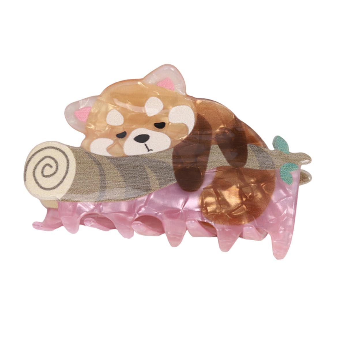 A Bear Holding Bamboo Hair Clips,Cute Red Panda Hair Claw Clips,Animal Hair Claw Hairgrips Clip Hairpins for Girls of all Ages (Red Panda)