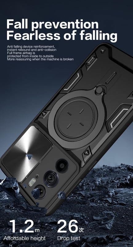 Motorola Edge 30 Case With Sliding Lens Cover & 360° Magnetic Ring Stand