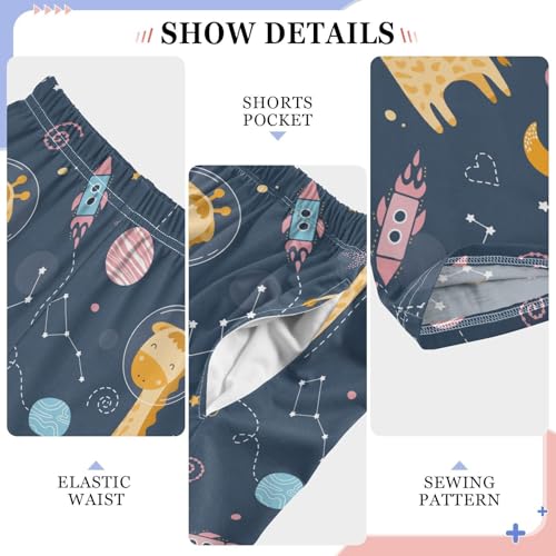 Cute Giraffe in Space Boys Pants for Kids Jogger Pants with Pockets S-XL4