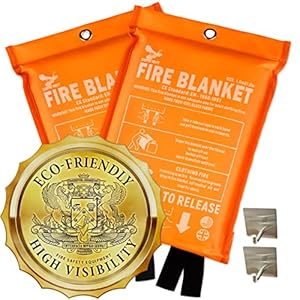 Supa Ant Emergency Fire Blanket for Home and Kitchen – 2 Pack 1500F High Visibility (Glow in The Dark) Smother Kitchen Fire Blanket – CE Certified Hero Fire Blankets Emergency for Home (40in)
